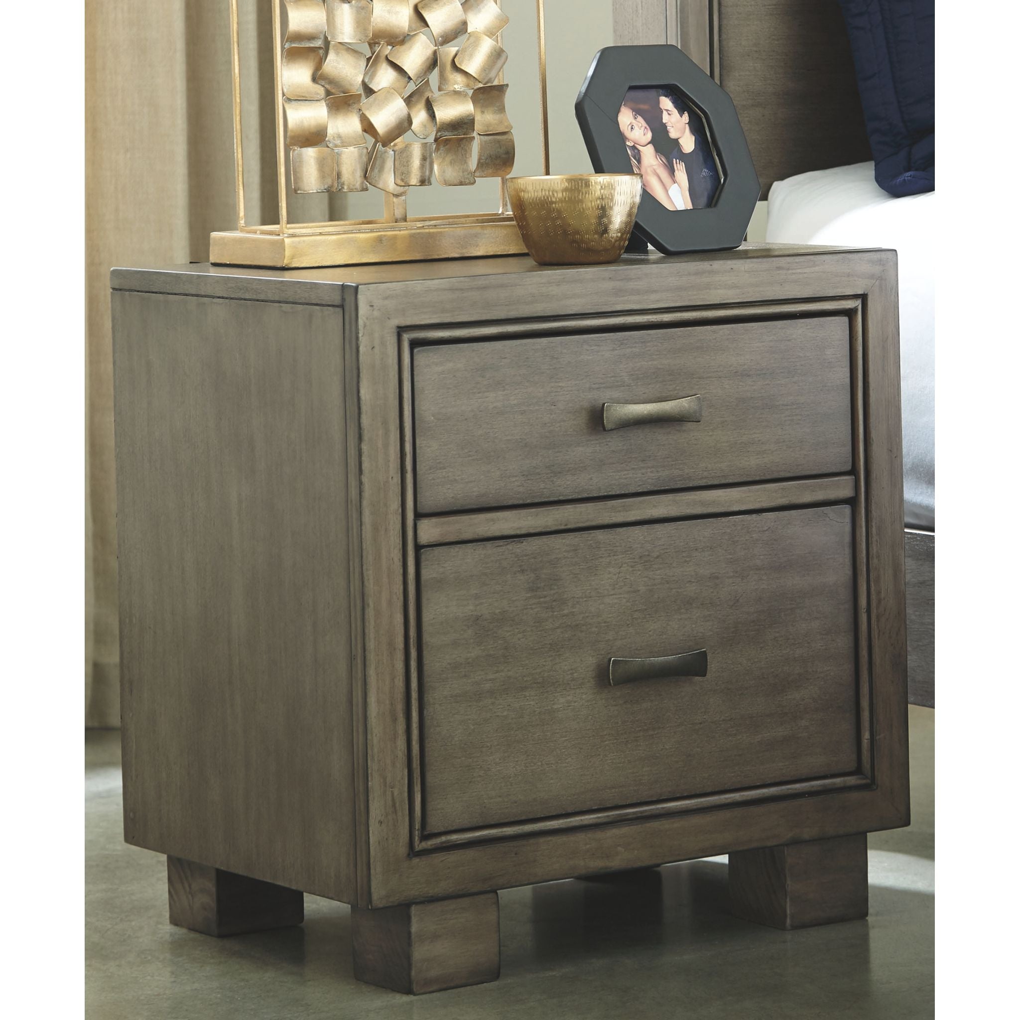 Arnett Nightstand - Modern Gray Bedside Table with Storage Drawer for Bedroom, Living Room, or Office - Compact Night Stand with Sleek Design