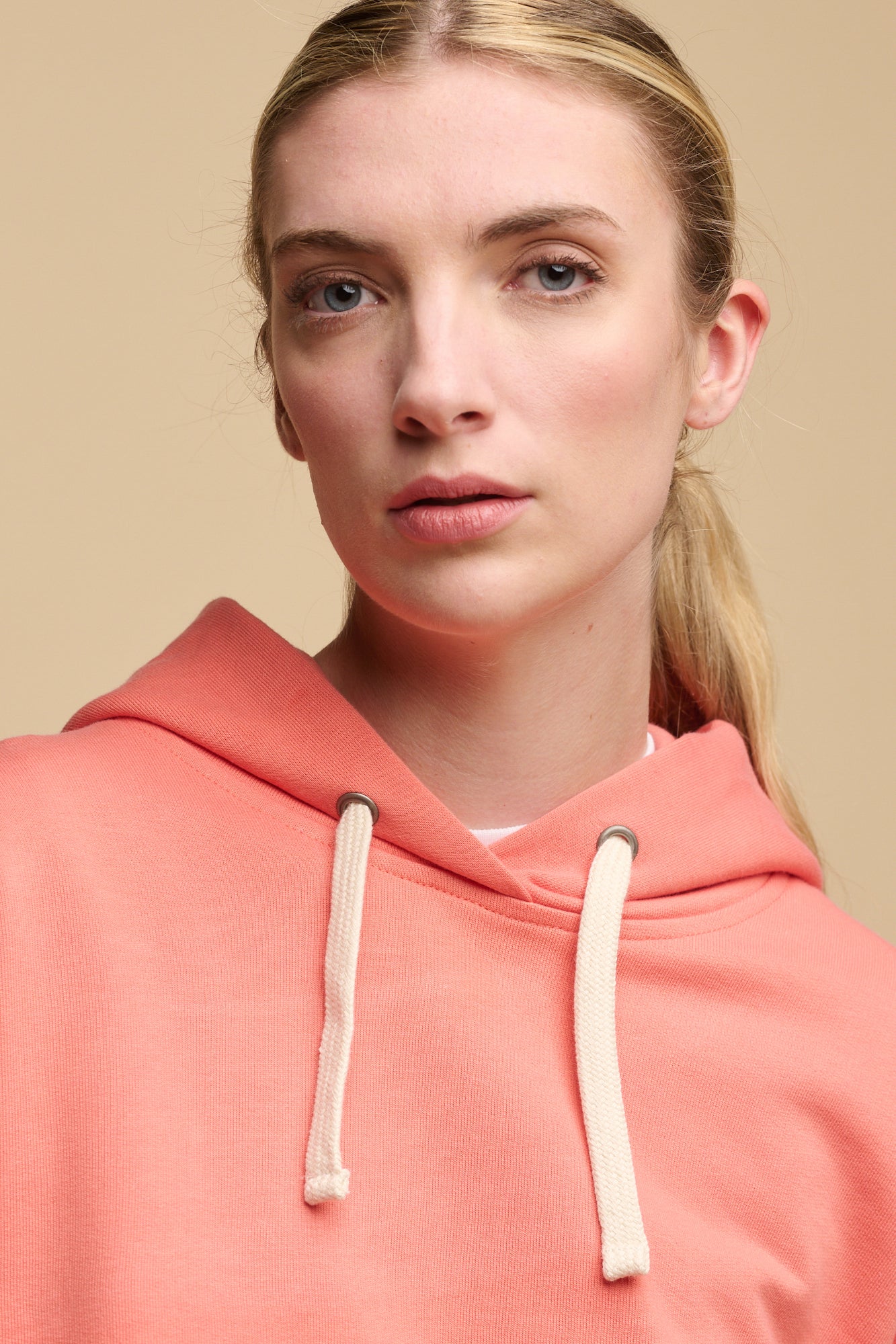 Women's Soft Peach Hooded Sweatshirt - Cozy Pullover Fleece Hoodie for Casual Wear, Lounge & Outdoor Activities