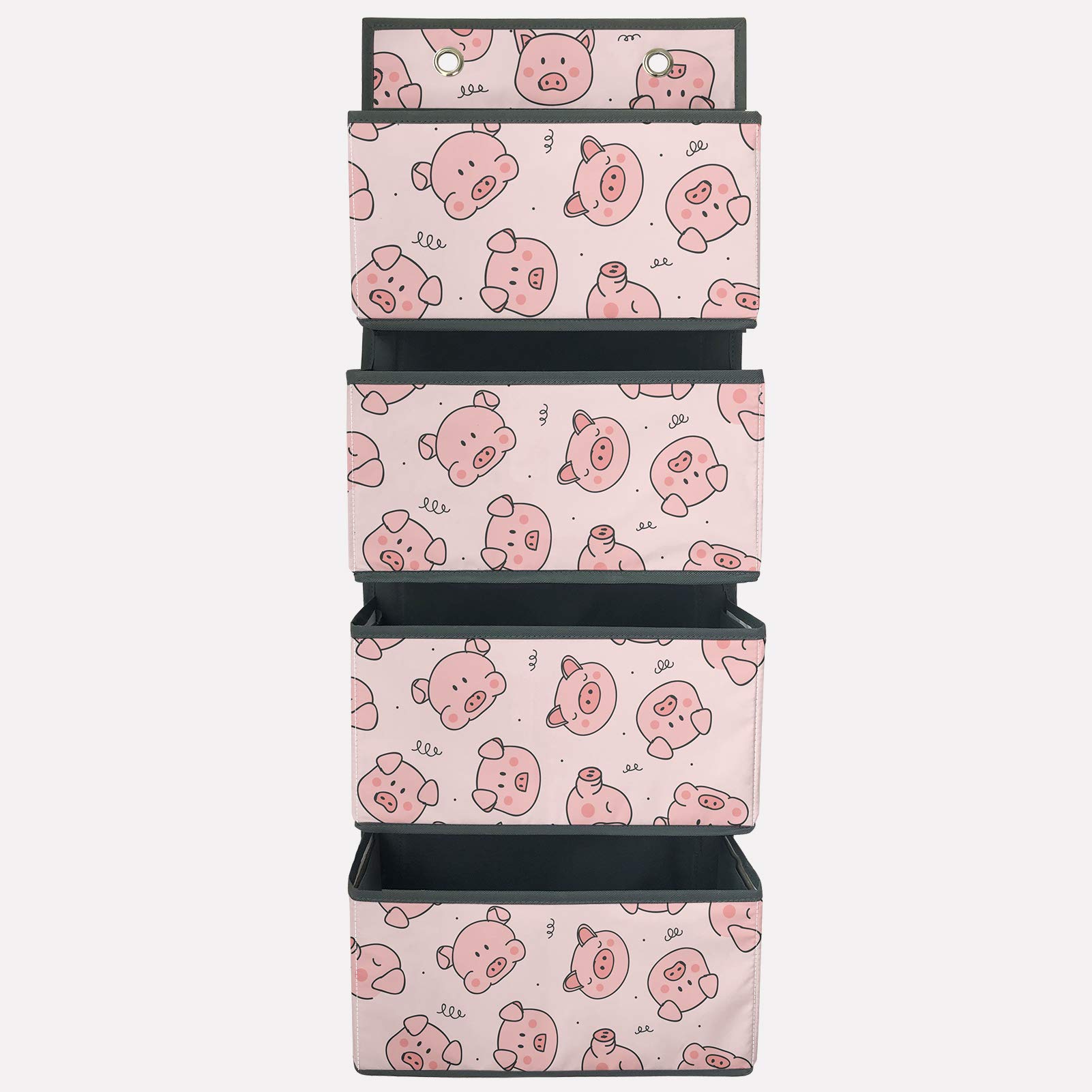 Babrukda Kids Closet Organizer - Weekly Outfit Planner for Children's Clothes, Shoes & School Activities - Space-Saving Hanging Door/Wall Storage - Pink Pig Design | Perfect for Busy Mornings & After-School Routines