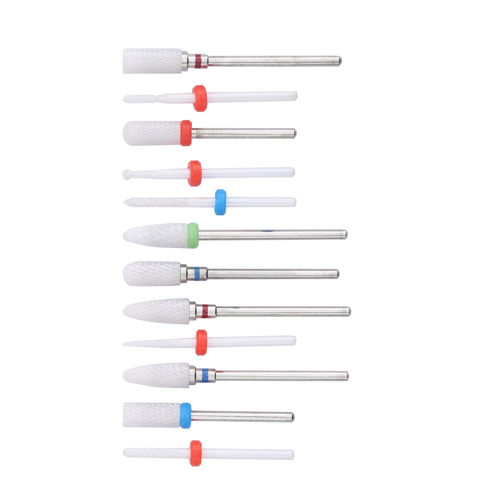 12PCS Ceramic Nail Drill Bits for Electric Nail File - Professional Acrylic Nails & Cuticle Care - Durable Milling Cutter Bits for Manicure & Pedicure - Perfect for Salon & Home Nail Art