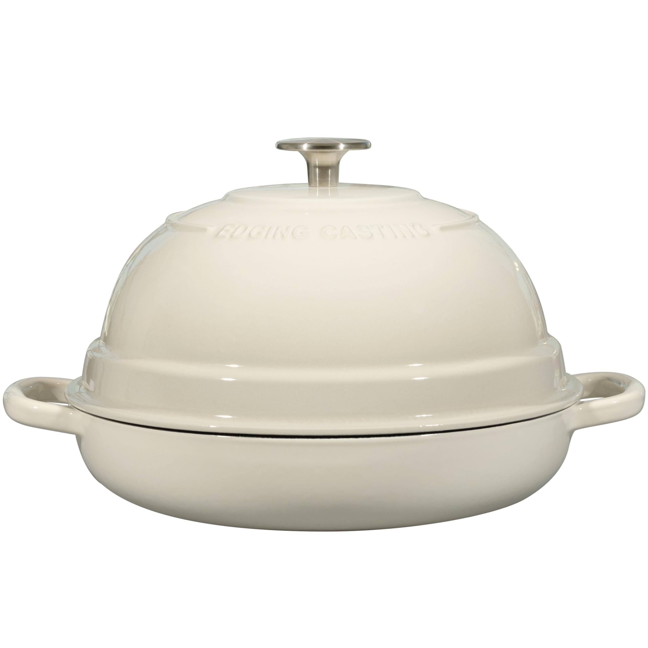 Premium 6 Quart Enameled Cast Iron Dutch Oven with Lid - Perfect for Baking Homemade Sourdough Bread, Artisan Loaves & No-Knead Bread | Round Bread Oven for Camping, Outdoor Cooking & Kitchen Use (White)