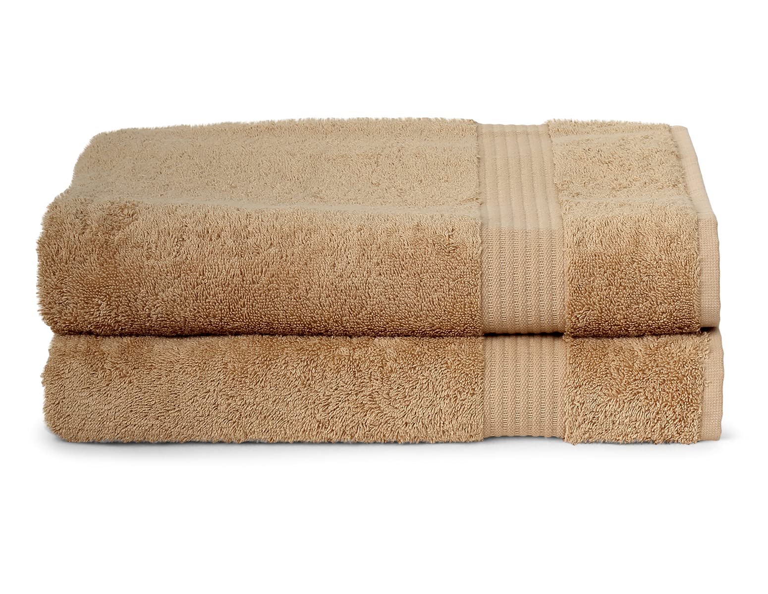 Premium Soft & Absorbent Cotton Bath Towels Set of 2 - Luxury Hotel Quality for Bathroom, Shower, Spa & Gym - Beige - Perfect for Home, Travel & Gifting