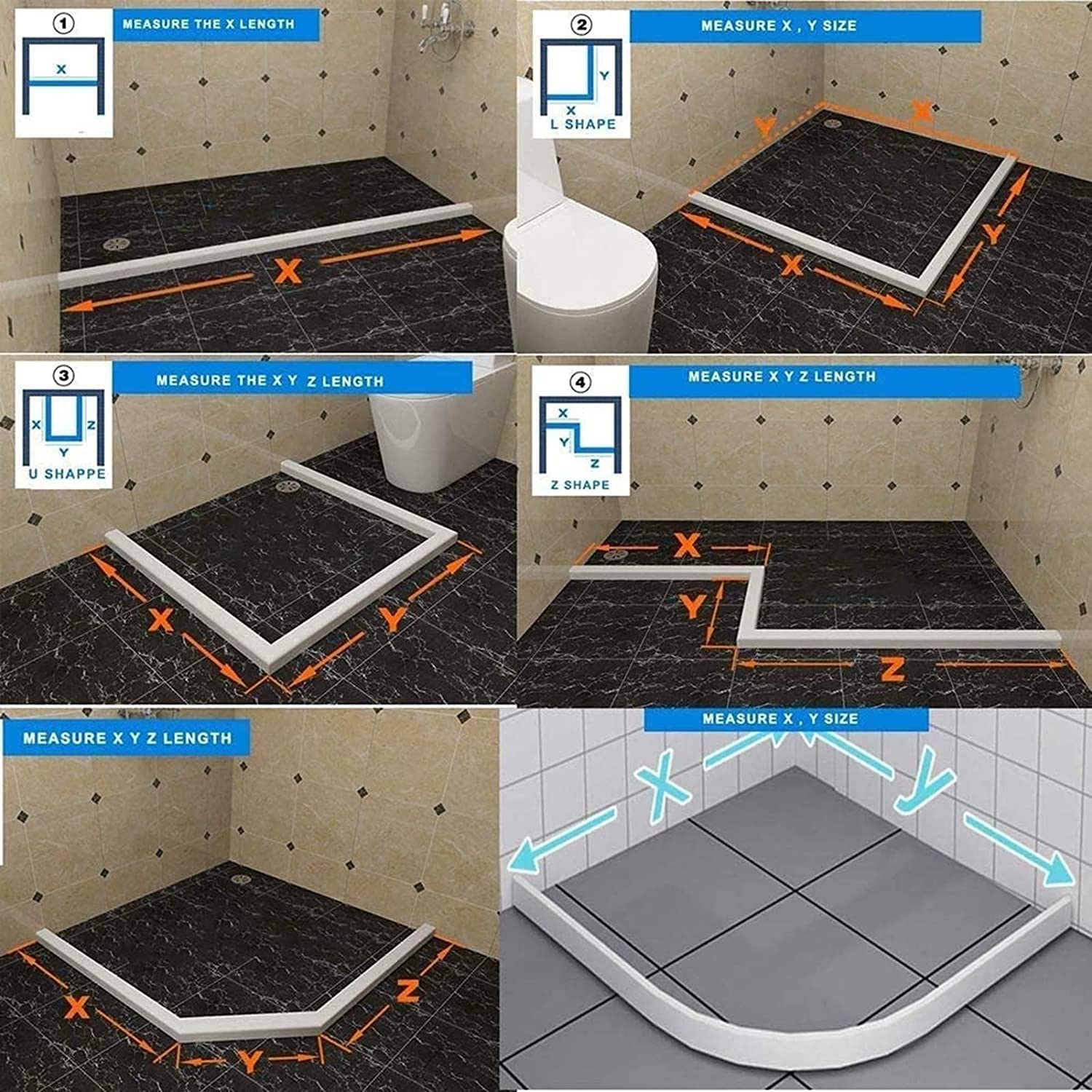 **Collapsible Silicone Shower Threshold Water Barrier - 200cm Water Dam with Suction Cups | Non-Slip Shower Floor Seal Strip & Splash Guard for Bathroom & Kitchen | Perfect for Sliding Doors, Tubs, and Wet Areas**