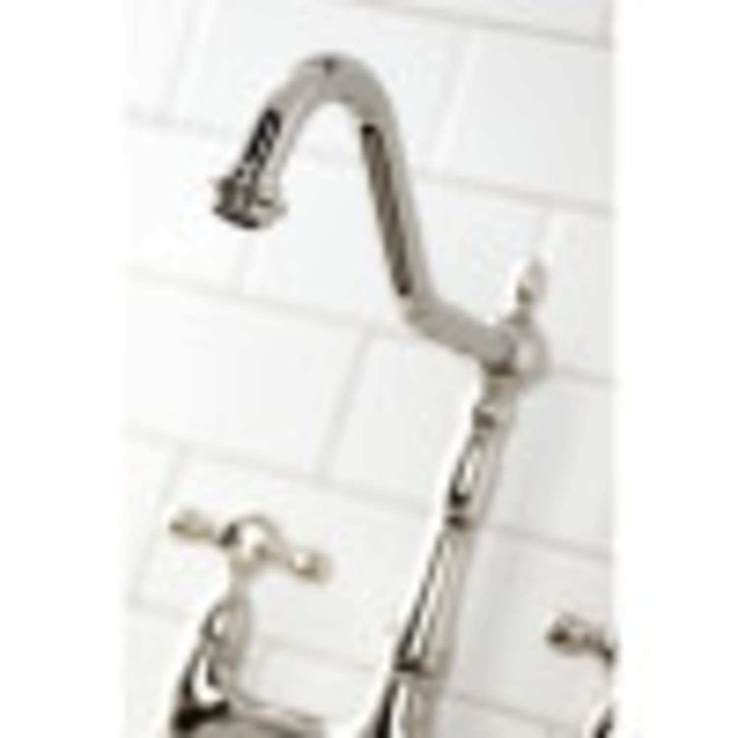 Kingston Brass Heritage 8-Inch Center Kitchen Faucet with Side Sprayer - High Arc Pull-Out Sprayer for Modern Kitchen Sink, Perfect for Washing Dishes and Filling Pots
