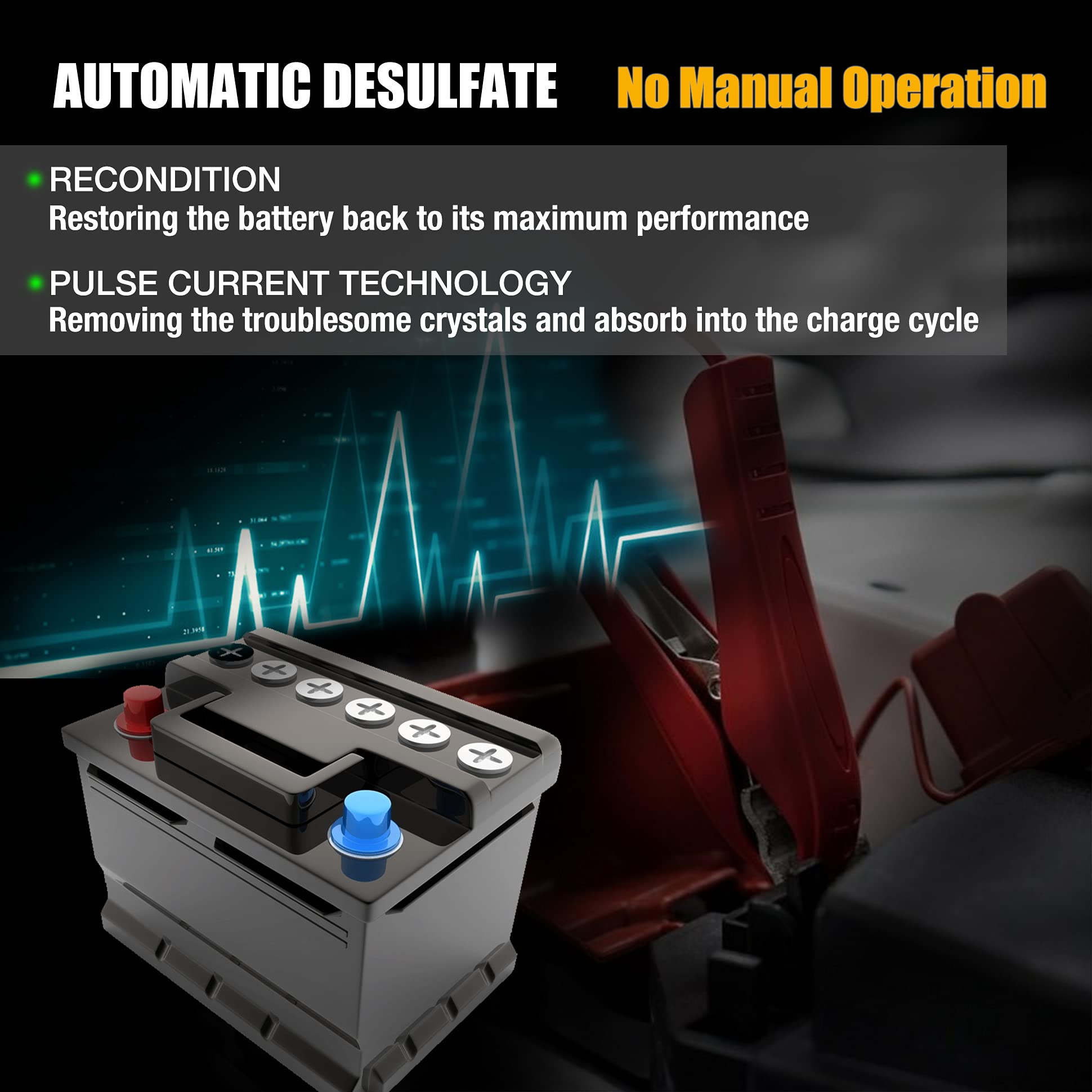 MOTOPOWER 12V 1000mA Automatic Battery Charger - Smart Battery Maintainer & Desulfator with Timer Protection - Perfect for Cars, Motorcycles, ATVs & Marine Batteries