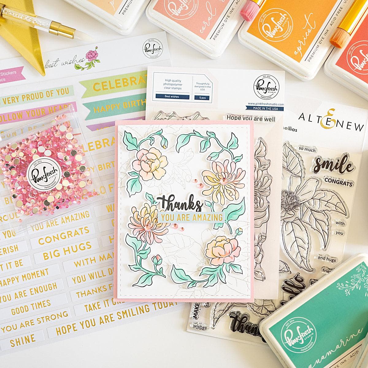 Altenew x Pinkfresh Studio Posy Party Mix Class - Floral Stamping & Cardmaking Workshop for Beginners & Experts | Perfect for DIY Greeting Cards, Scrapbooking & Paper Crafting