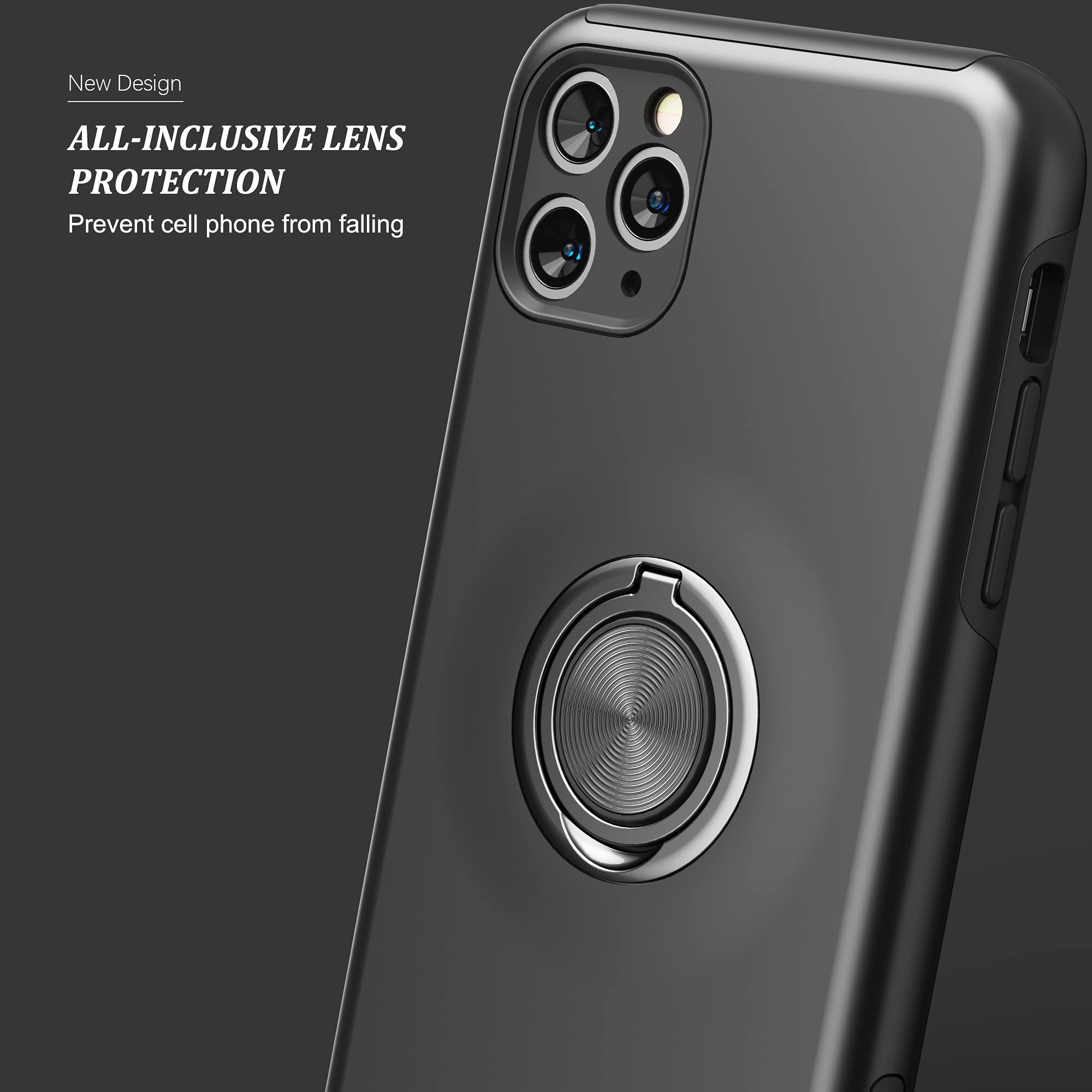Premium iPhone 11 Pro Max Case with Tempered Glass Screen Protector - 2-in-1 Slim Protective Cover with Magnetic Kickstand (Black) | Shockproof Phone Case for Work, Travel & Outdoor Activities
