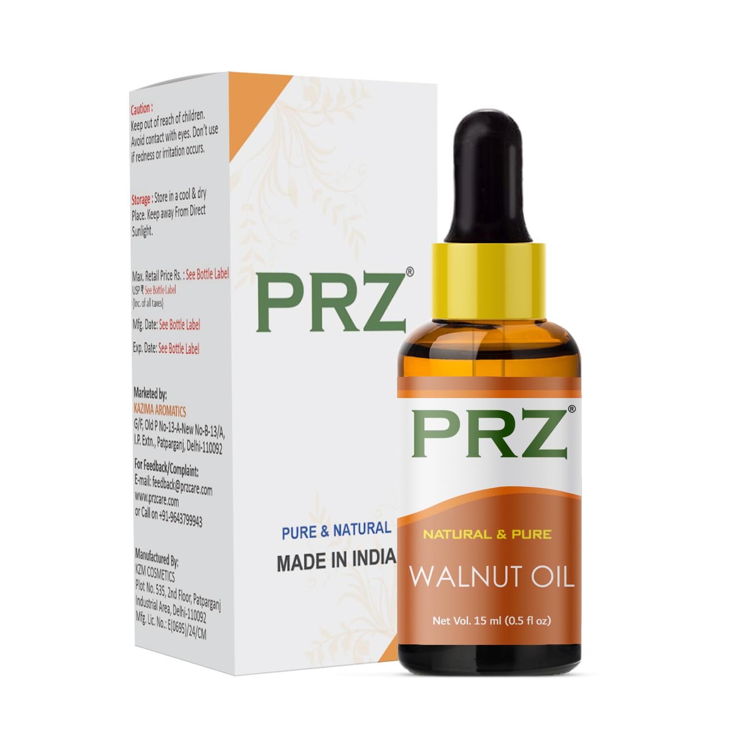 Pure Walnut Carrier Oil 15ml - Cold Pressed for Skin & Hair Care