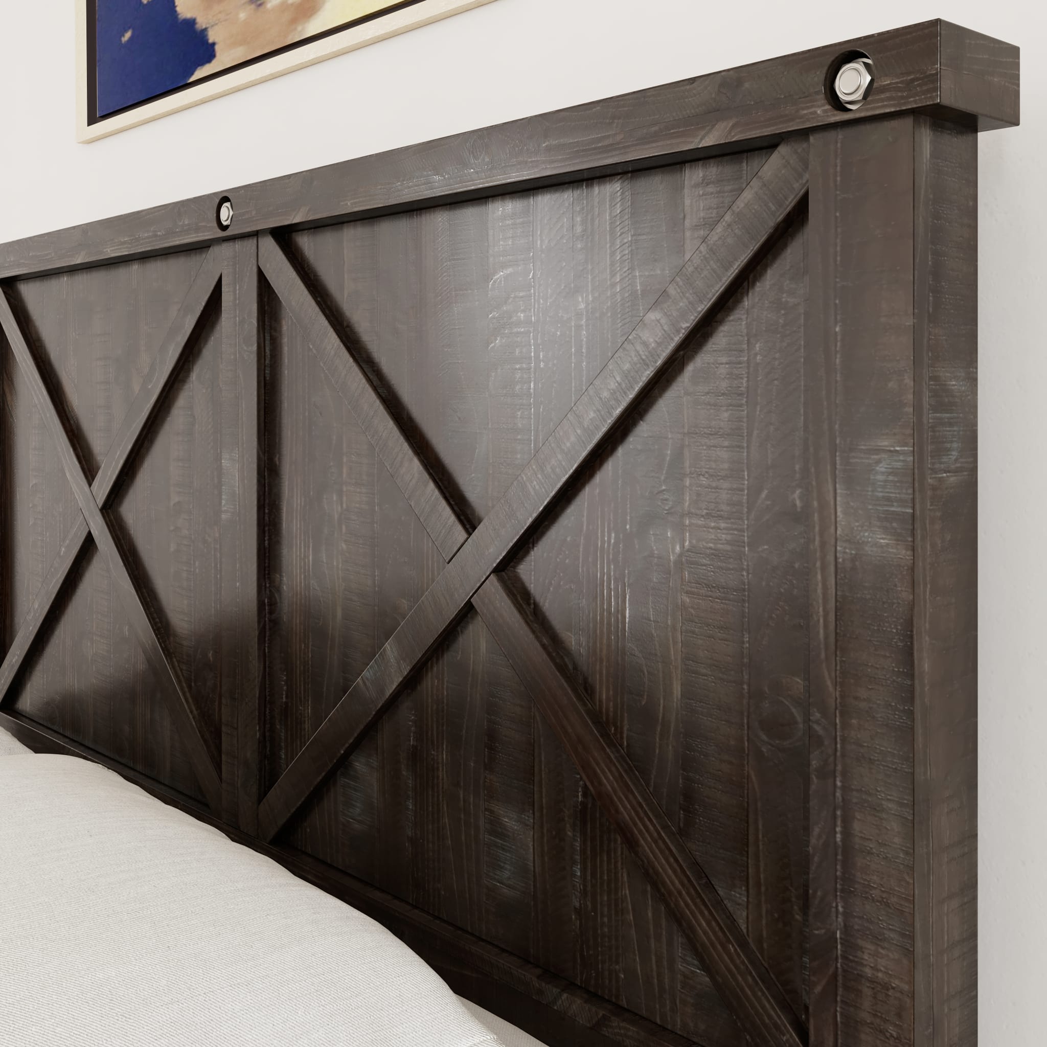 Yosemite Solid Wood Footboard Storage Bed in Cafe Brown - Queen Size Platform Bed with Underbed Storage for Small Spaces - Perfect for Bedrooms, Guest Rooms & Apartments