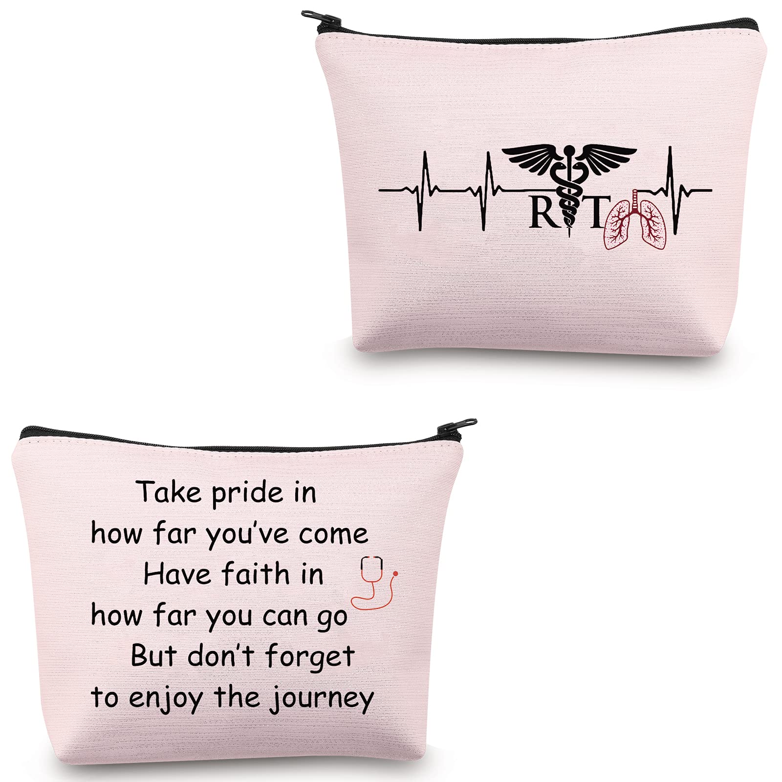 RT Gifts for Respiratory Therapists - Pink Makeup Bag & Cosmetic Pouch | Travel Toiletry Case, Purse Organizer with Zipper | Perfect for Medical Professionals & Travel Essentials
