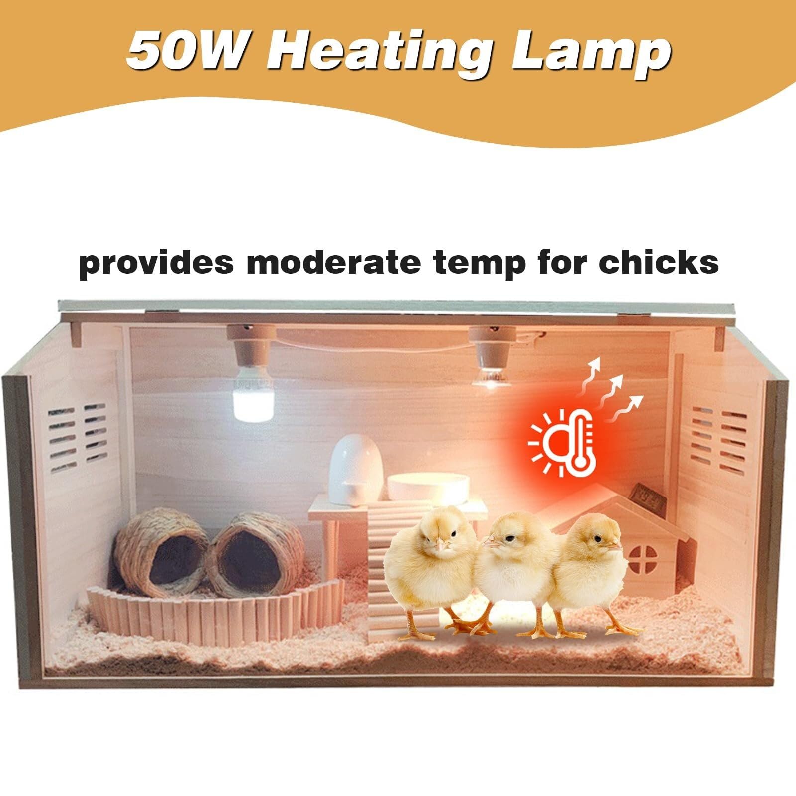 Premium Solid Wood Chicken Brooder Box with LED Lighting Kit & Digital Thermometer - 32