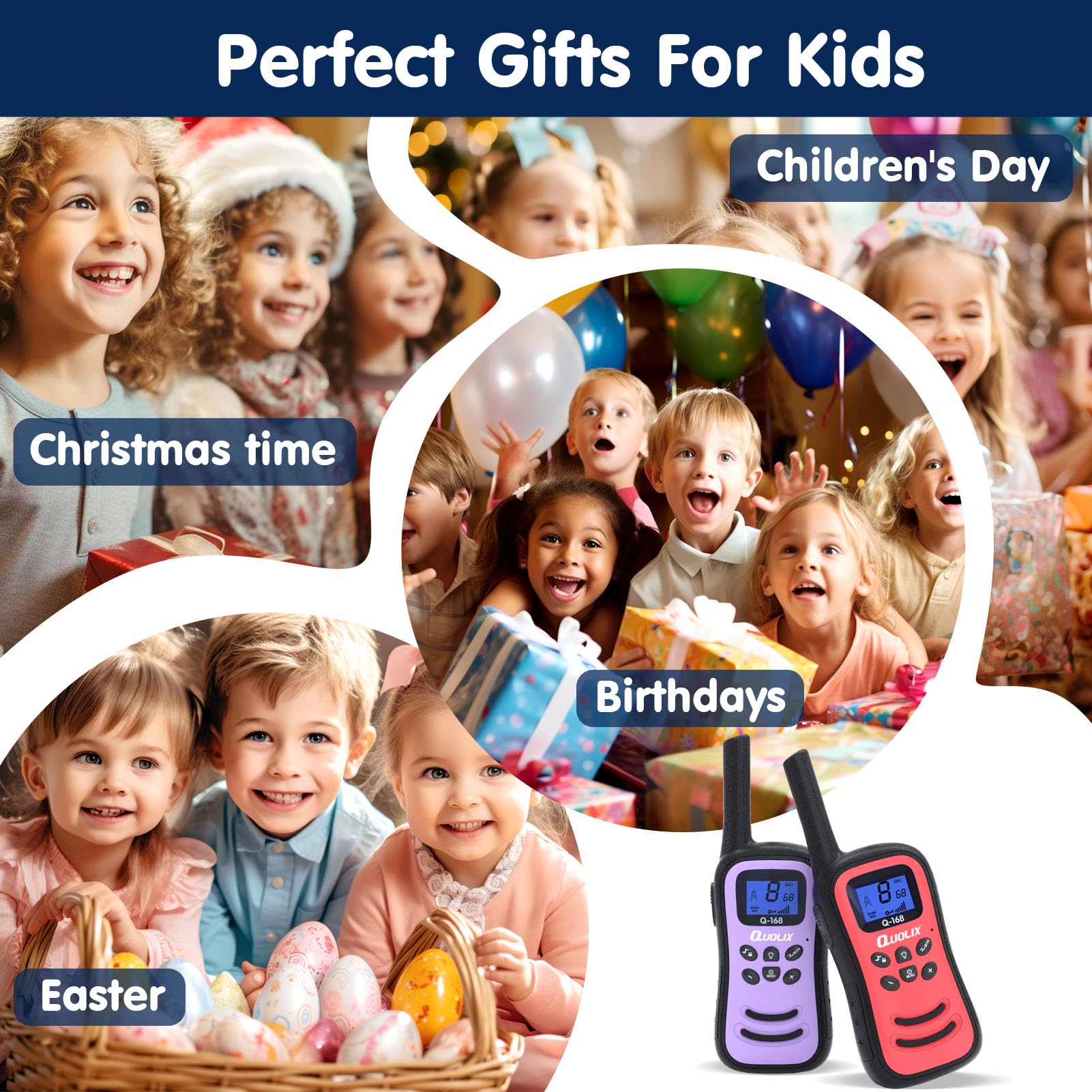 Kids Walkie Talkies with LED Flashlight & VOX - Rechargeable, Easy to Use Walkie Talkie Toys for Boys and Girls Ages 5-13 - Perfect for Outdoor Adventures, Camping, and Indoor Play - Great Christmas or Birthday Gift (Red & Purple)
