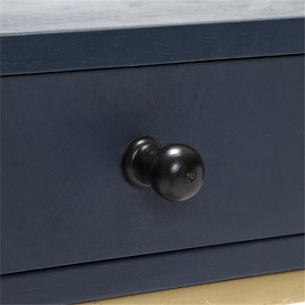 Jolie Modern Solid Wood & Metal Frame Narrow Entryway Storage Cabinet - Navy Blue & Gold Sofa Table for Living Room | Hallway Organizer & Console Table for Small Spaces