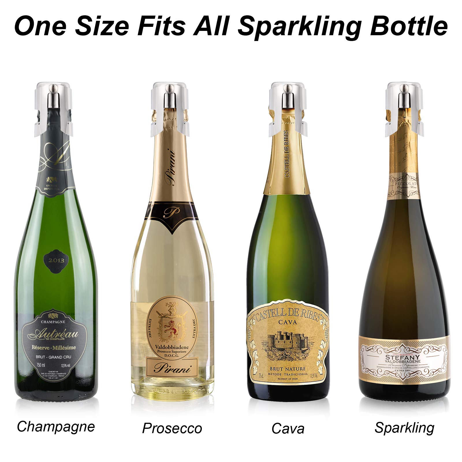 Premium Champagne Stopper with Stainless Steel & Food-Grade Silicone - Reusable Wine Bottle Sealer Preserves Bubbles & Freshness - Ideal Gift for Wine Lovers (1 Pack) - Perfect for Parties, Weddings & Home Entertaining