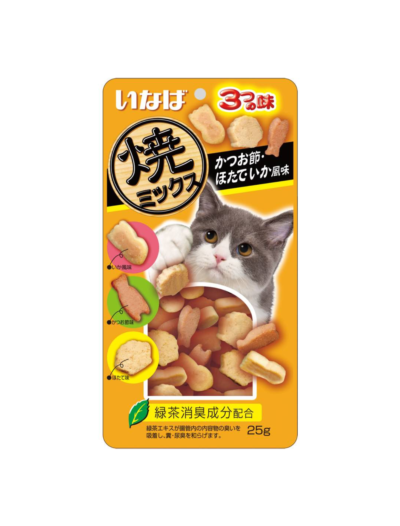 Premium Ciao Soft Bits Mix Cat Treats - Tuna & Chicken Fillet with Dried Bonito, Scallop & Squid Flavor - 25g - Irresistible Snacks for Indoor & Outdoor Cats - Perfect for Training, Rewards & Bonding Time