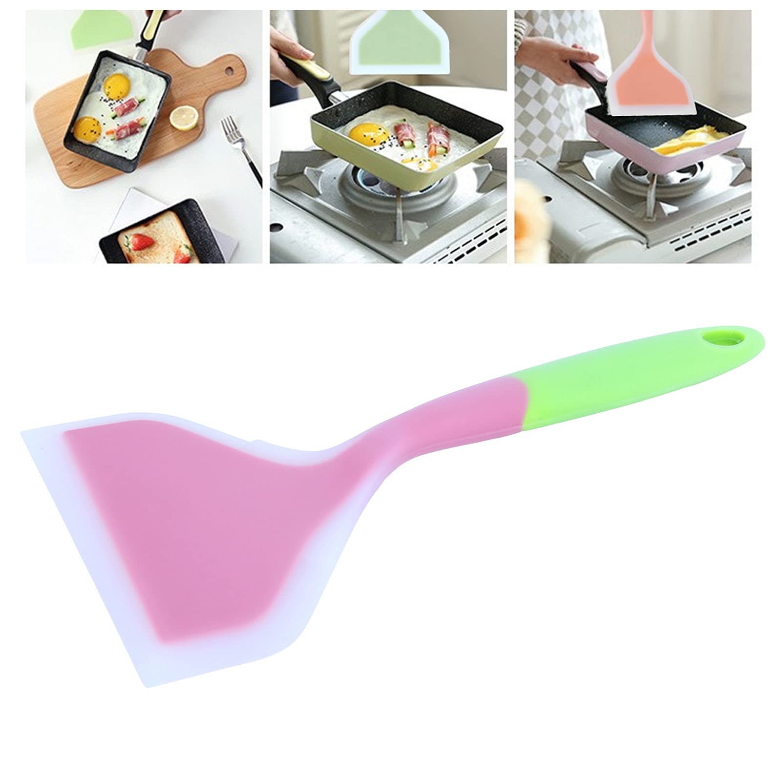 Non-Stick Silicone Spatula for Pancakes, Omelettes, Pizza & Steak - Flexible Heat-Resistant Cooking Turner for Frying, Tamagoyaki & Baking - Perfect for Kitchen, BBQ & Camping