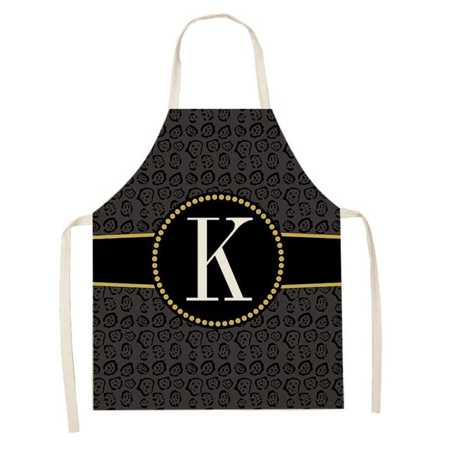 3D Printed Kitchen Apron for Women - Cotton Linen Bib with Alphabet Pattern - Perfect for Cooking, Baking & House Cleaning - Home Kitchen Essentials