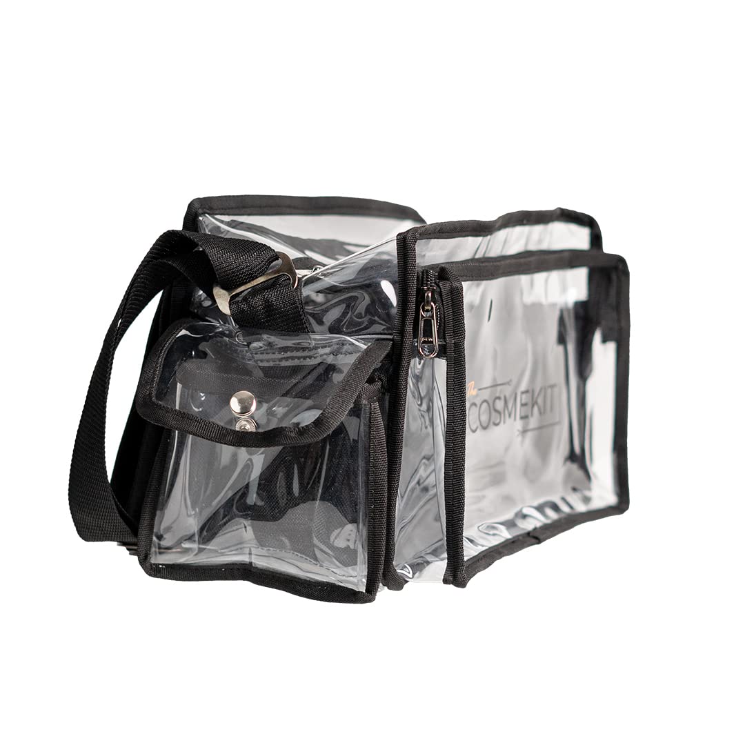 CosmeSet Clear PVC Makeup Organizer Bag with 7+ Storage Sections - Thick Travel Cosmetic Case for Makeup Brushes & Toiletries | Perfect for Travel, Gym & Daily Organization