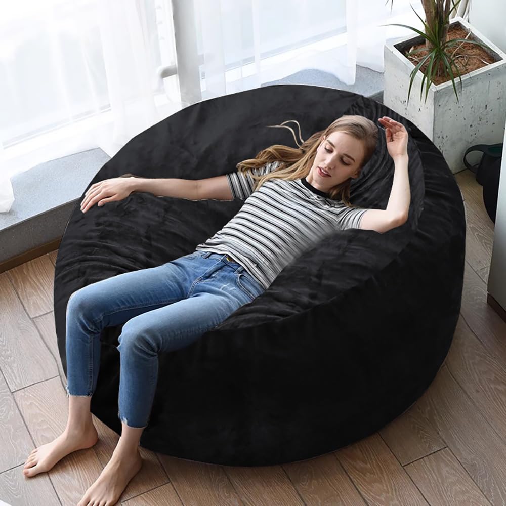 4FT Big Bean Bag Chair for Adults - Memory Foam Filled, Ultra Soft Plush Lounge Chair - Perfect for Living Room, Bedroom, Dorm & Game Room - Comfortable Reading & Relaxation Chair (Blue)