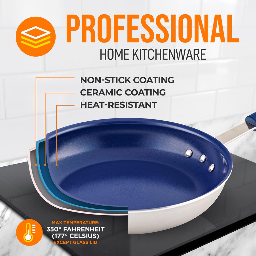 Non-Stick Fry Pan with Lid - 10 Inch Skillet for Healthy Cooking, Omelets & Pancakes - PFOA-Free Ceramic Coating, Dishwasher Safe - Perfect for Gas, Electric & Induction Stovetops