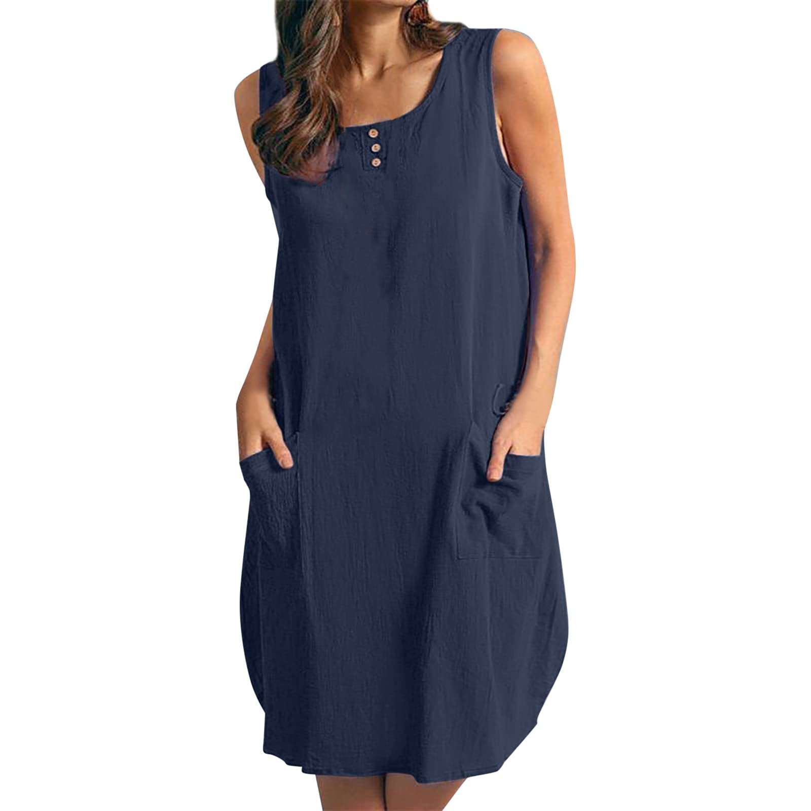 MOLERANI Women's Casual Swing T-Shirt Dress - Loose Fit Blue Maxi Dress for Mother of The Bride, Beach Cover Up, Summer Vacation Outfit, Lounge Wear