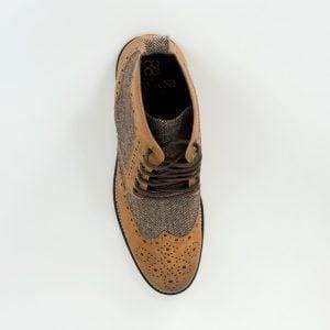Cavani Sherlock Tan Men's Leather Tweed Boots - Stylish & Durable Winter Boots for Outdoor Hiking & Casual Wear