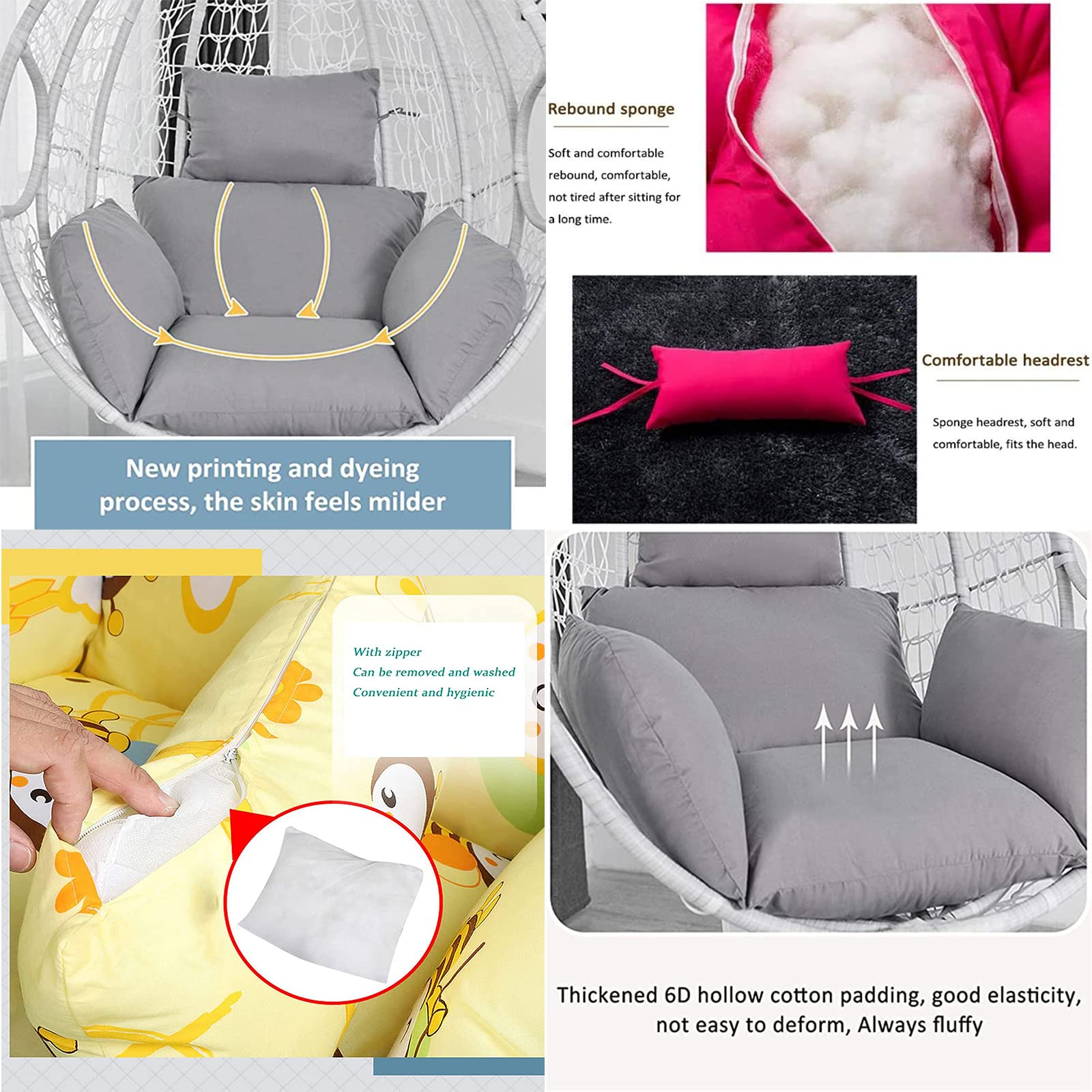 **Thickened Swing Hanging Basket Seat Cushion - Comfortable Egg Hammock Chair Pad for Patio, Garden & Outdoor Relaxation - Perfect for Porch Swings, Backyard Lounging & Boho Decor**