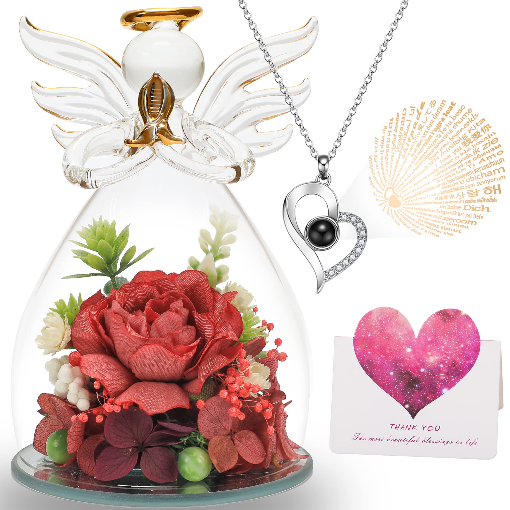 Elegant Glass Angel Figurines - Perfect Gift for Women, Mom, Grandma, Sister & Friend - Ideal for Mother's Day, Valentine's Day, Birthday, Christmas & Anniversary - Guardian Angel Decor for Home, Office & Special Occasions