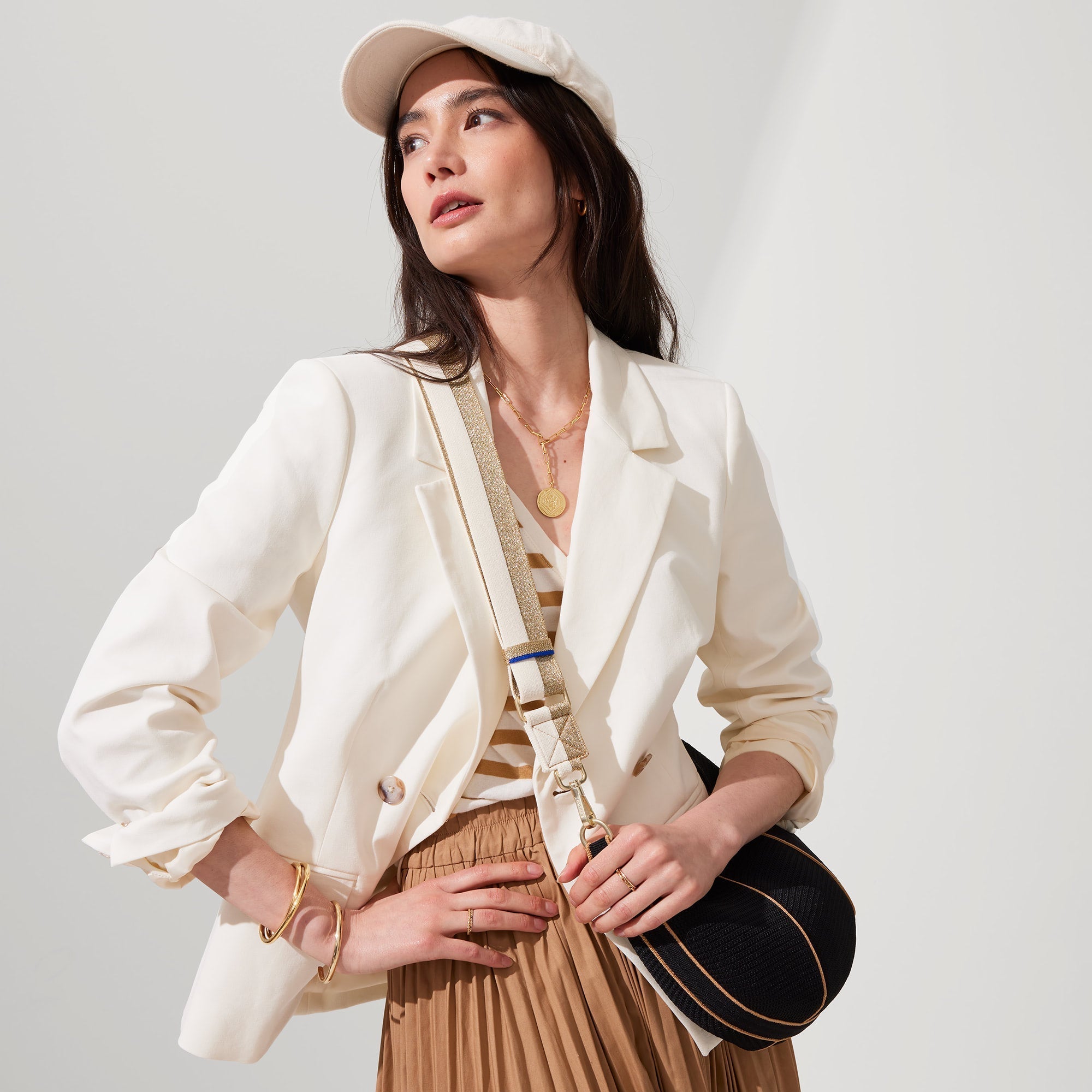 Stylish Gold and White Crossbody Strap - Adjustable Shoulder Bag for Women | Perfect for Travel, Shopping & Everyday Use