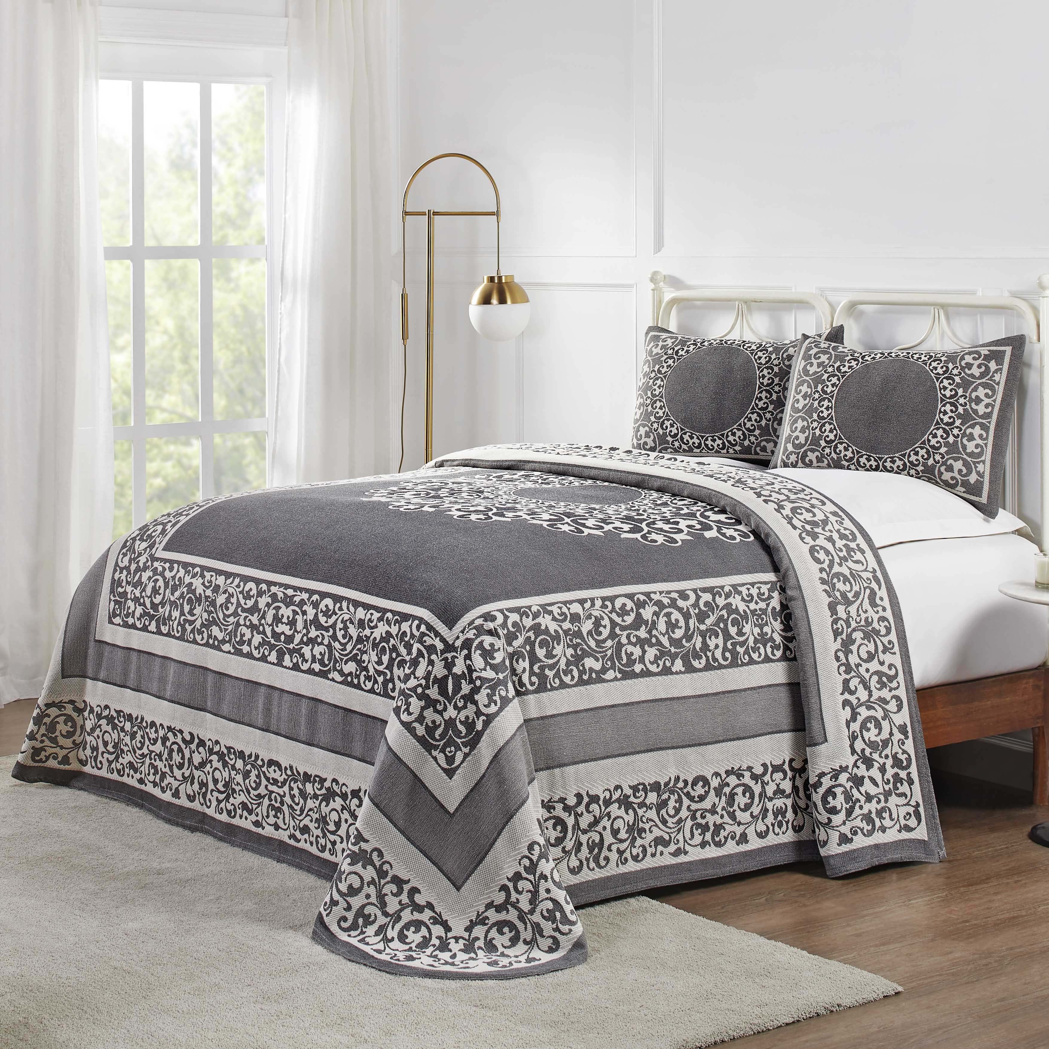 Boho Mandala Cotton Blend Woven Jacquard Bedspread Set - Queen Size, Soft & Breathable, Ethnic Home Decor for Bedroom, Living Room, Dorm or Yoga Studio