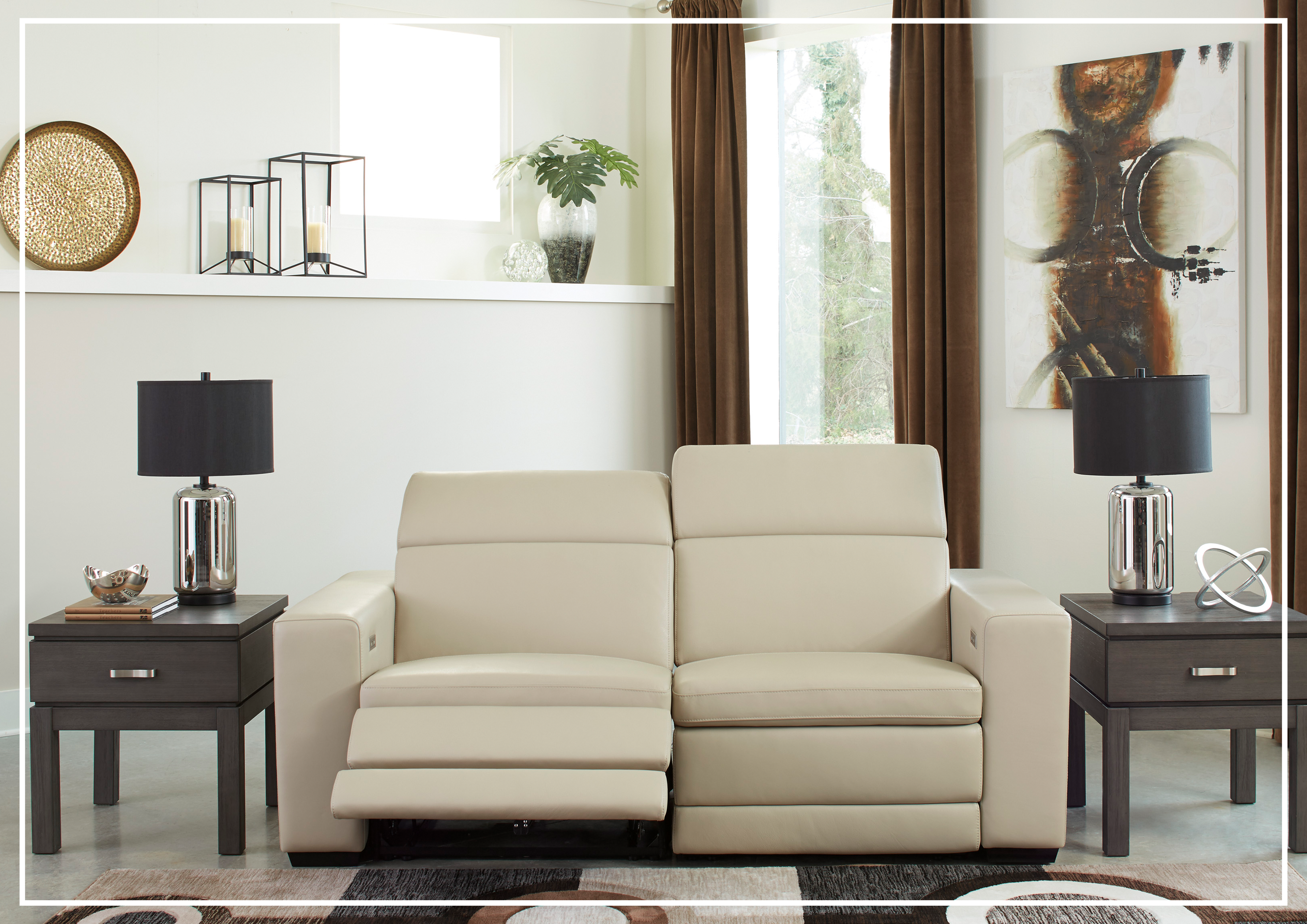 Gio Italia Titan 2-Seater Dual Power Reclining Loveseat - Genuine Leather Sofa for Living Room, Home Theater & Relaxation
