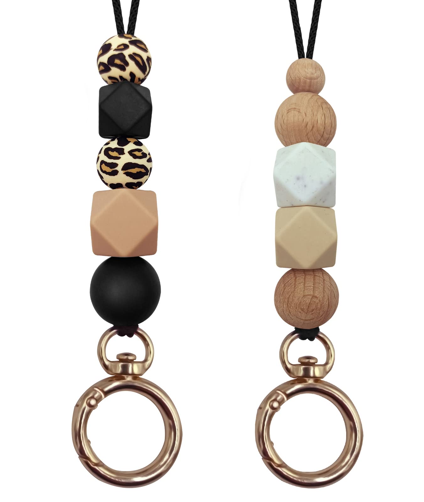 Cute Silicone Beaded Lanyard for Teachers & Students - ID Badge & Key Holder (2pcs) - Perfect for School & Office Use