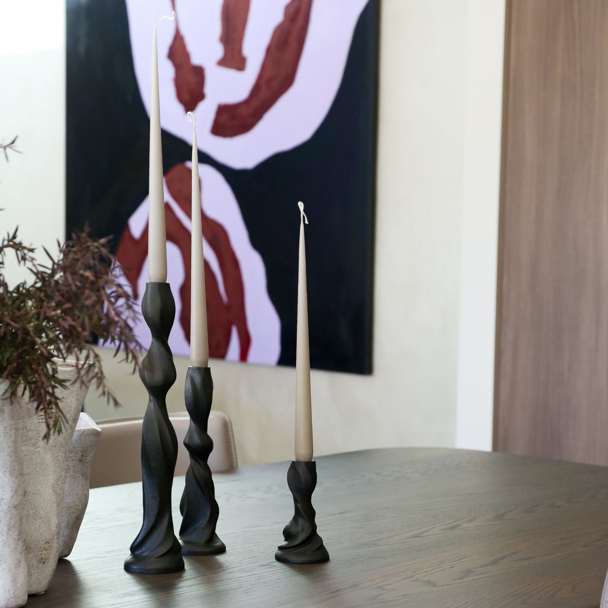 FERM LIVING Gale Candle Holder - Modern Blackened Aluminum Candle Stand, 13cm Height - Perfect for Home Decor, Wedding Centerpieces & Cozy Ambiance Lighting