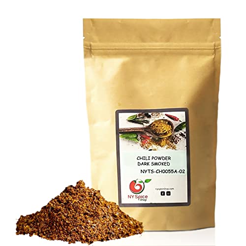 Premium Dark Smoked Chili Powder - Hot & Spicy Seasoning Blend for Cooking - Bulk 1 Pound (lbs.) by NY SPICE SHOP - Perfect for BBQ, Tacos, Chili & Meat Rubs