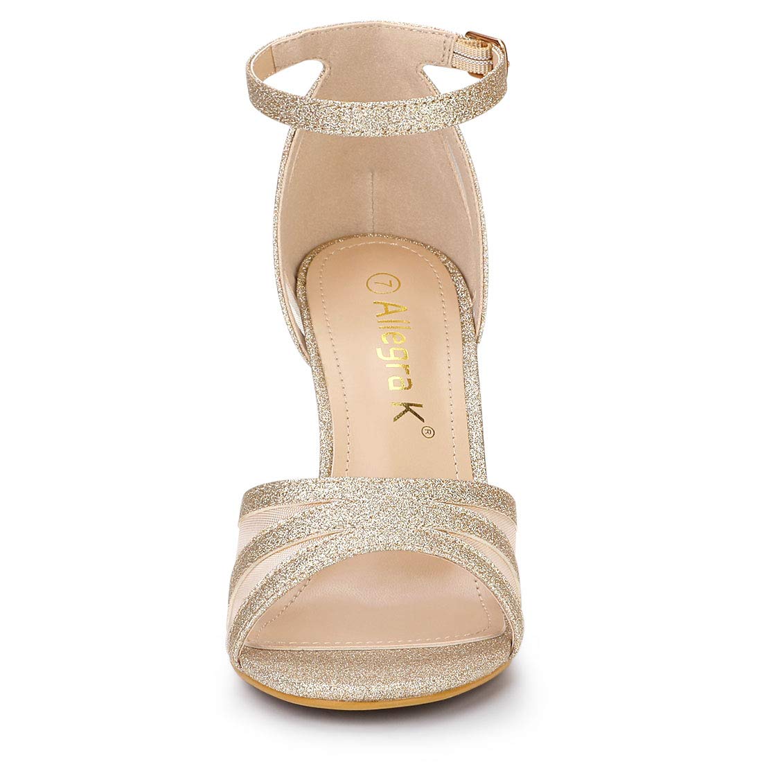 Allegra K Women's Glitter Ankle Strap Stiletto Heels Sandals - Sexy High Heel Dress Shoes for Party, Wedding & Evening Events