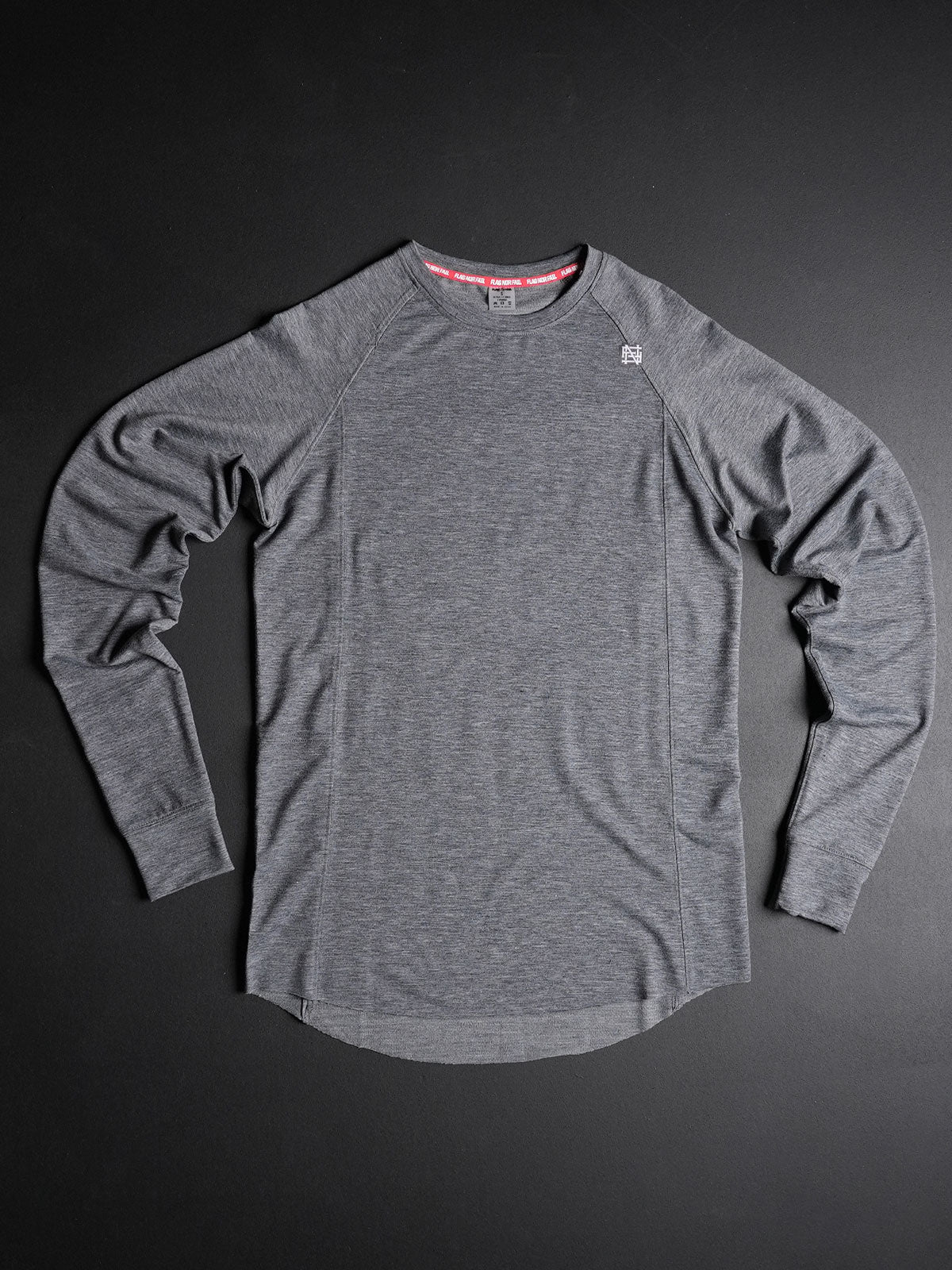 Core Long Sleeve Shirt for Men - Soft Grey Cotton Crewneck Tee - Casual Wear & Layering Essential