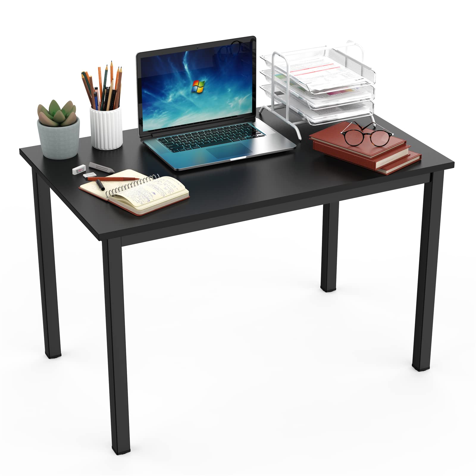 Soges 39.4 Inch Small Computer Desk - Modern Simple Study Desk for Home Office, School & Workspace | Compact Writing Table & Laptop Workstation | Perfect for Small Spaces, Dorm Rooms & Remote Work (Black)
