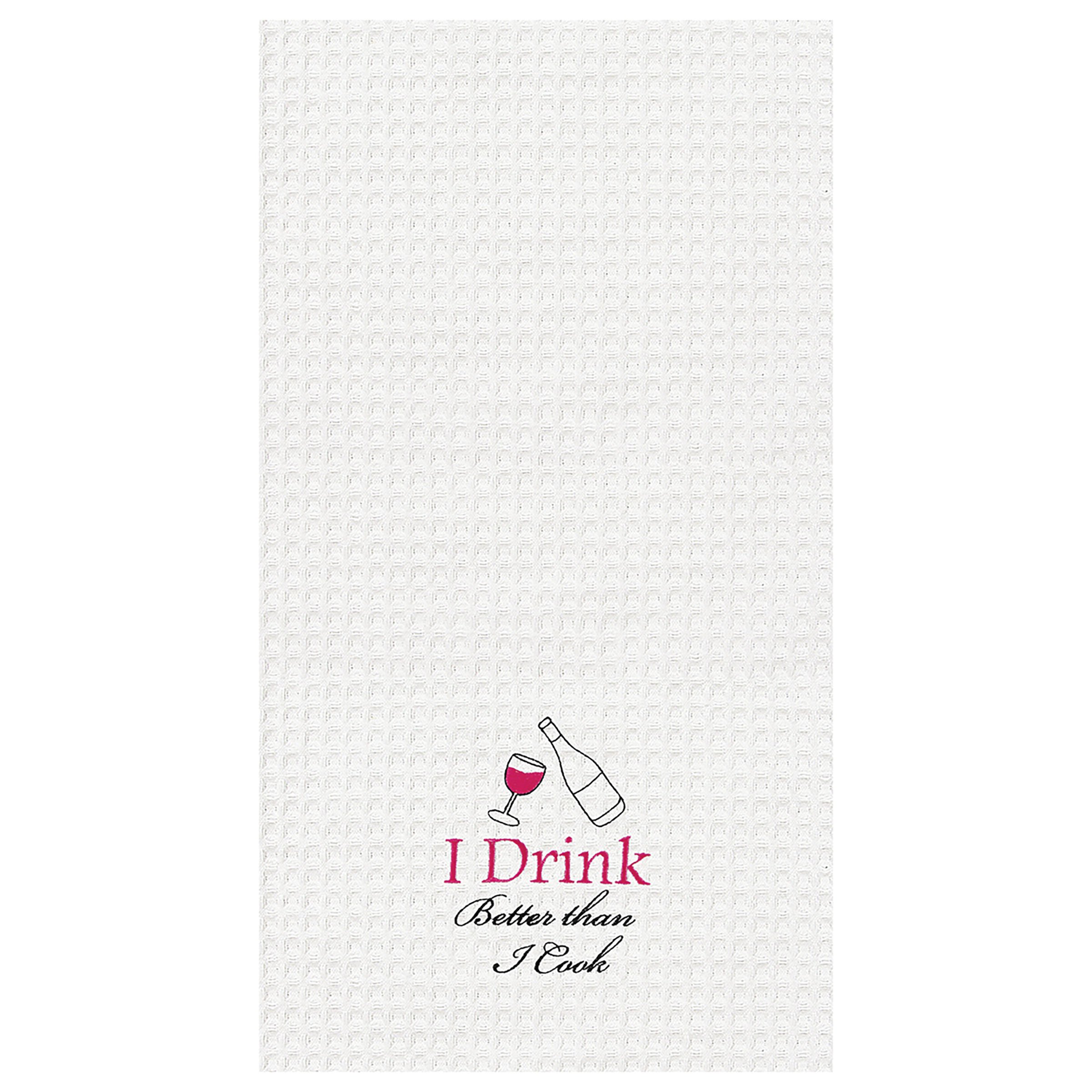 C&F Home Premium Cotton Embroidered Waffle Weave Kitchen Towel Set - Absorbent & Decorative Dish Towels for Cooking, Baking & Kitchen Decor (Red)