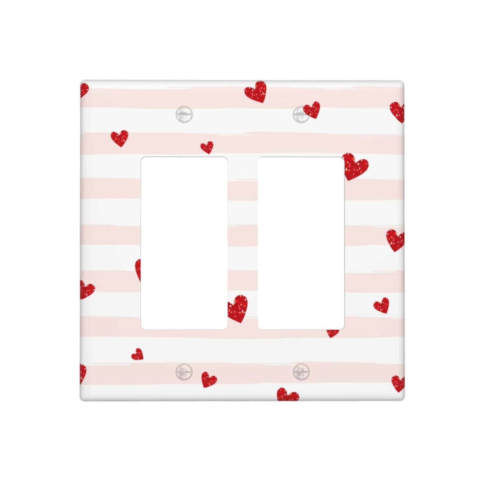 Adorable Red Heart Double Rocker Switch Plate Cover - Decorative Light Switch & Outlet Cover for Home Decor | Perfect for Bedroom, Nursery & Valentine's Day Gifts