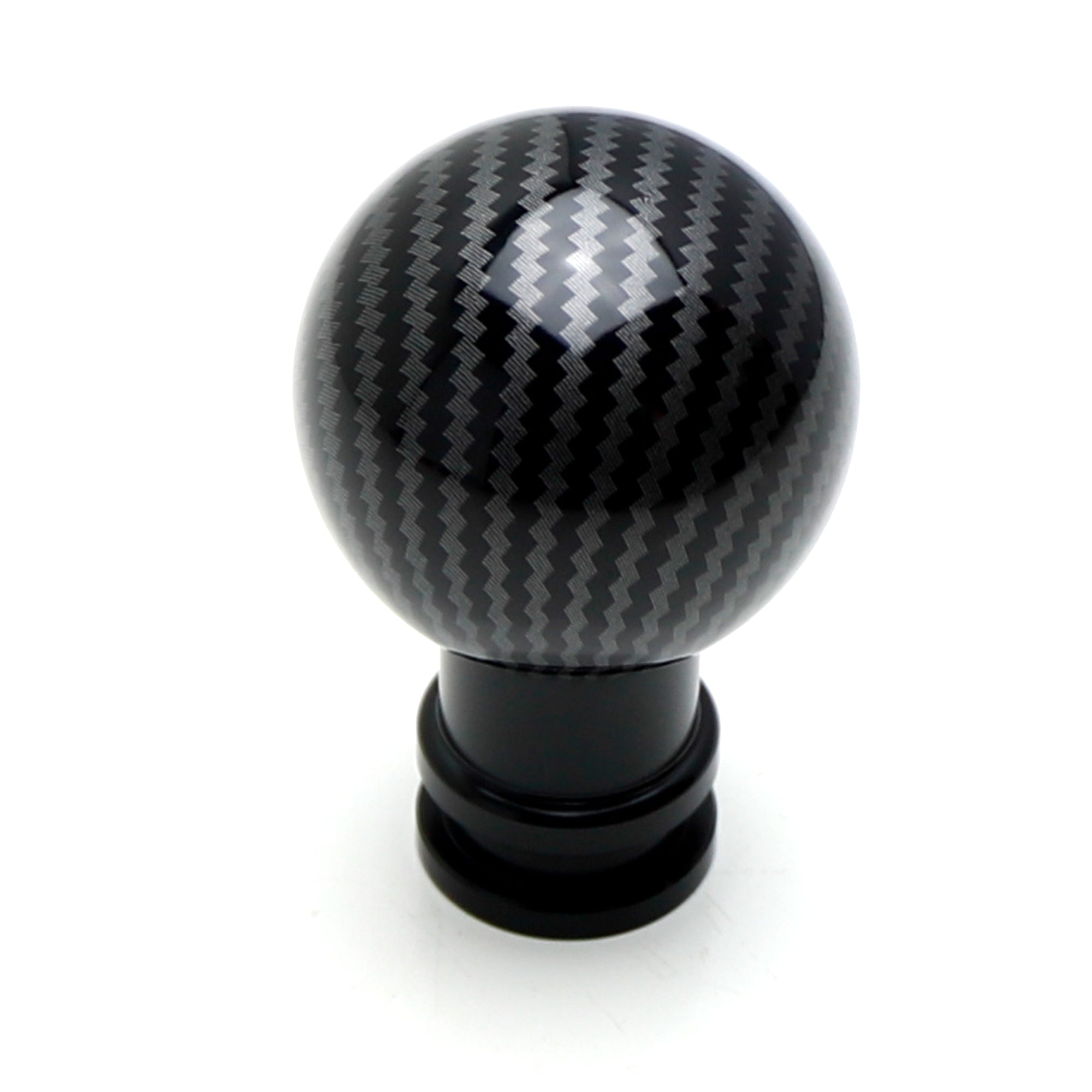 Universal Fit Carbon Fiber Pattern Ball Gear Shift Knob with Black Base - Compatible with 5 & 6 Speed Manual Transmissions - Perfect for Car Enthusiasts & Racing Enthusiasts