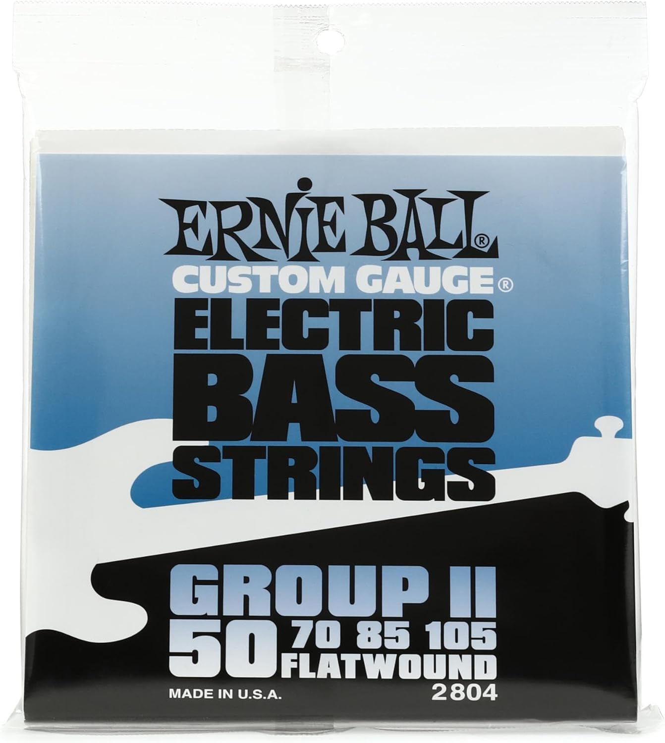 Ernie Ball Group II Flatwound Bass Guitar Strings 50-105 Gauge (P02804) - Perfect for Jazz, Blues & Studio Recording - Smooth Feel & Warm Tone for Professional Bass Players