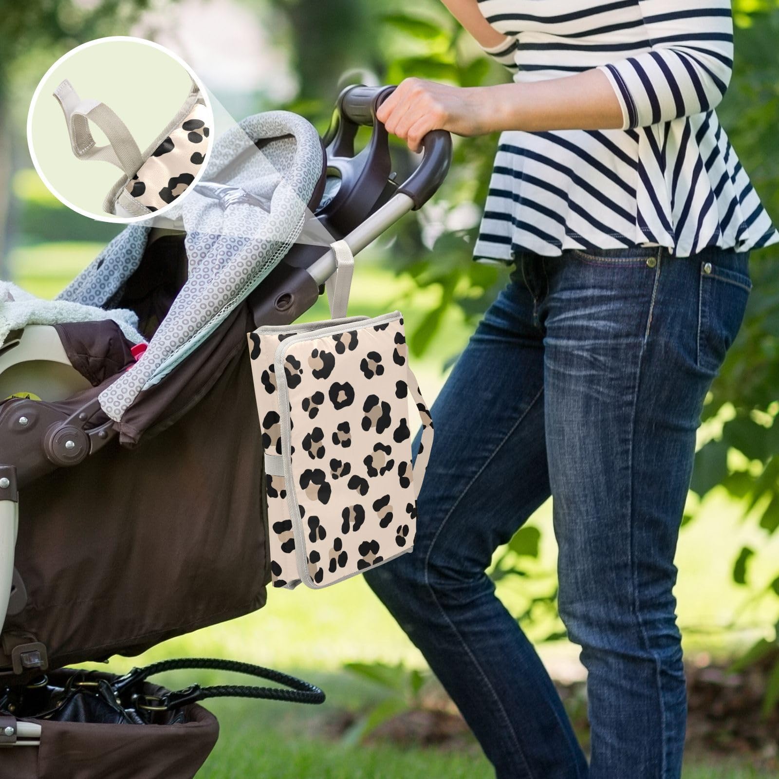 Waterproof Leopard Print Portable Diaper Changing Pad for Newborns - Lightweight Travel Baby Changing Mat for Girls & Boys | Perfect for On-the-Go Parents, Daycare, and Traveling