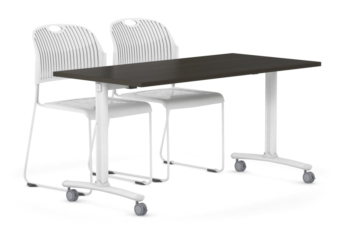 Foldable Flip Top Mobile Conference Table with Wheels - 1600L x 800W Domino Style - Perfect for Office Meetings, Training Rooms & Collaborative Workspaces
