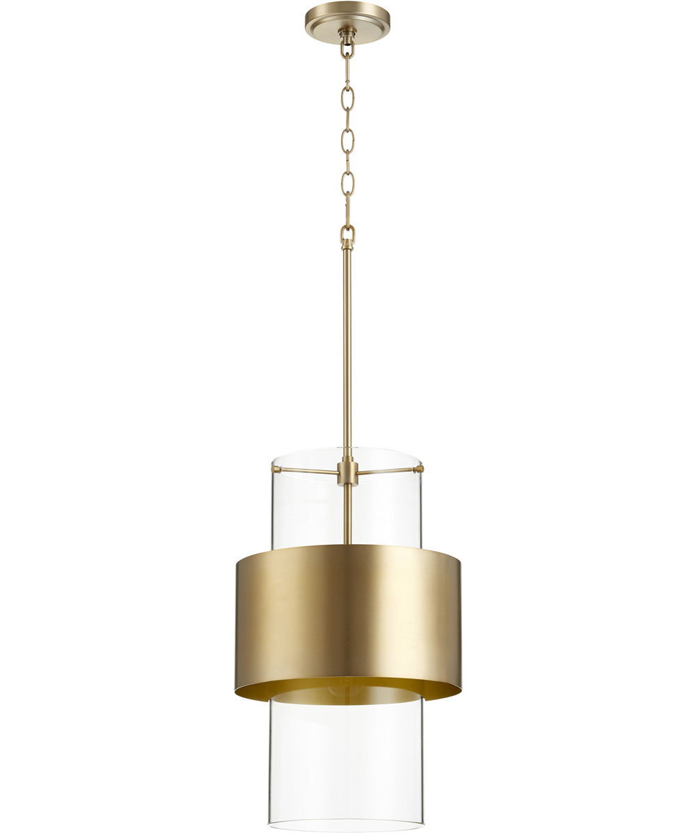 12W Single Light Pendant in Aged Brass Finish - Vintage Industrial Lighting for Kitchen Island, Dining Room or Entryway