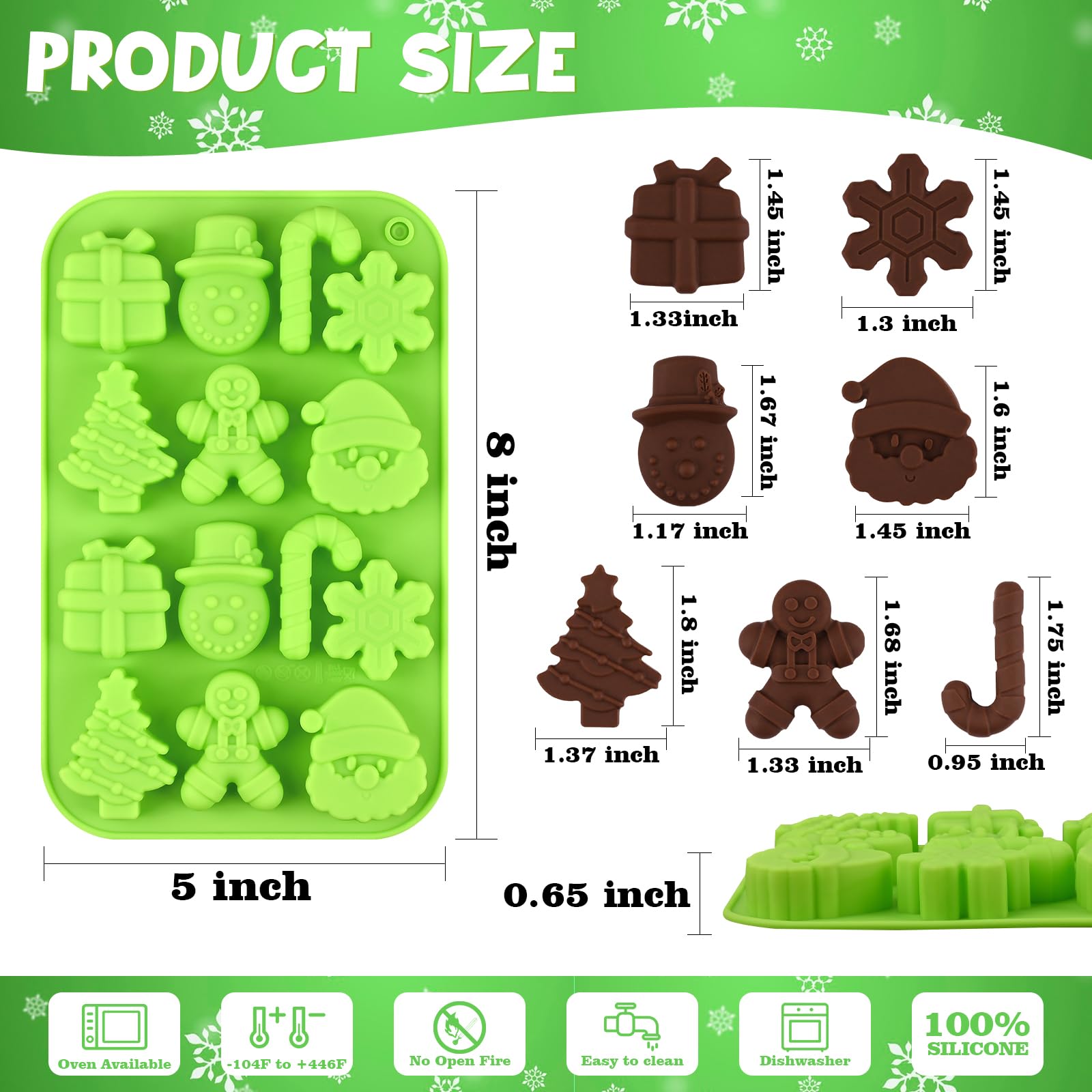 Christmas Chocolate Molds Set - 4 Pack Silicone Candy Molds with 14 Cavities for Baking, Chocolate, Gummy, Jello & Wax Melts - Xmas Theme Holiday DIY Treats & Party Decorations