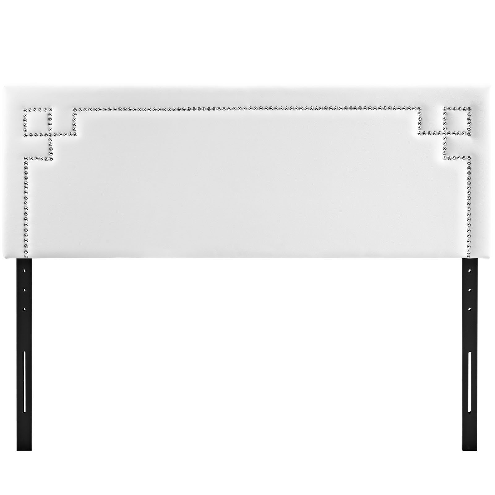 Modway Josie White Faux Leather Upholstered Queen Size Headboard with Nailhead Trim - Elegant Bedroom Decor for Modern Master or Guest Room