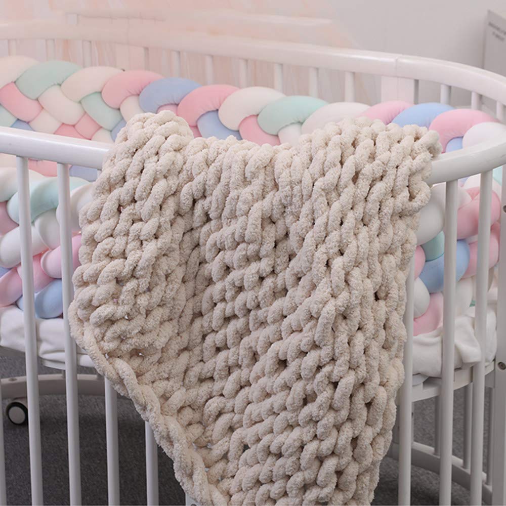 Handmade Chenille Throw Blanket - Soft Chunky Knit Weighted Blanket for Bed, Sofa & Yoga | Luxury Cable Knit Cozy Blanket (47x59 inches, Beige) - Perfect for Relaxation, Meditation and Home Decor
