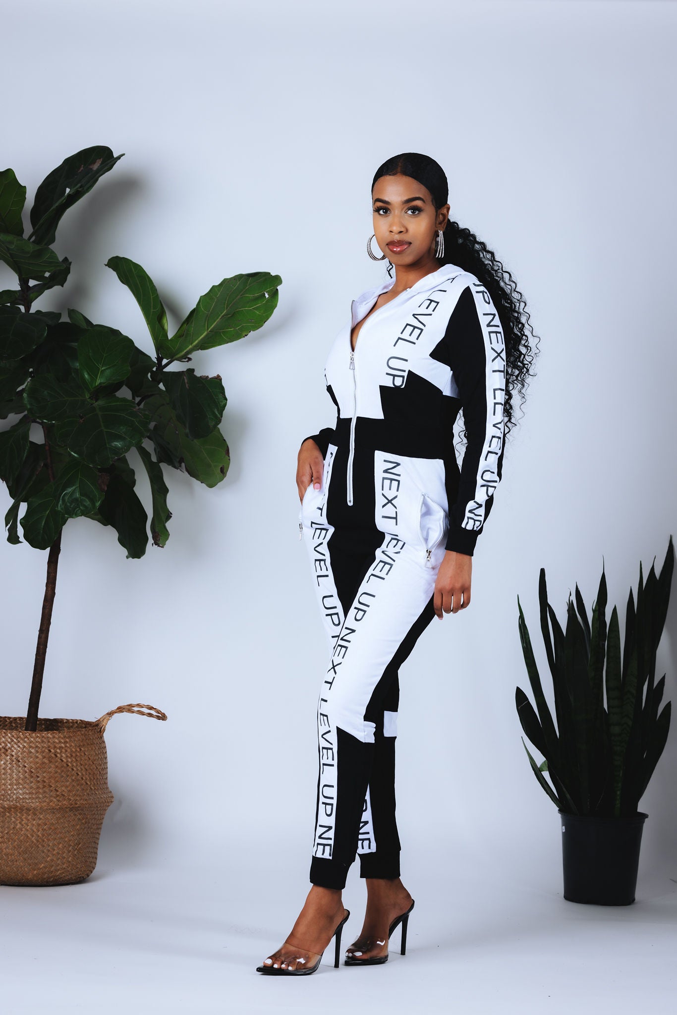 Next Level Up Jumpsuit for Women - Black & White Stylish Romper | Perfect for Casual Outings, Parties & Streetwear Fashion
