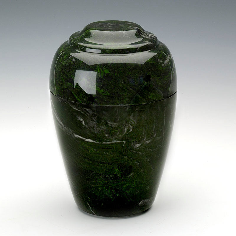 Elegant Grecian Cultured Marble Urn in Verde Green - Perfect for Memorials, Home Decor & Funeral Services