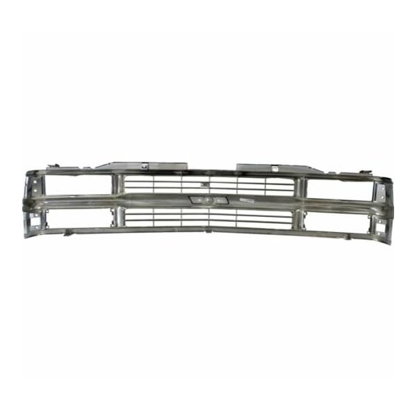 94-99 Chevy C/K Pickup & 95-00 Tahoe Chrome Black Grill Grille Assembly Replacement - Durable Front Bumper Cover for Off-Roading & Custom Truck Upgrades